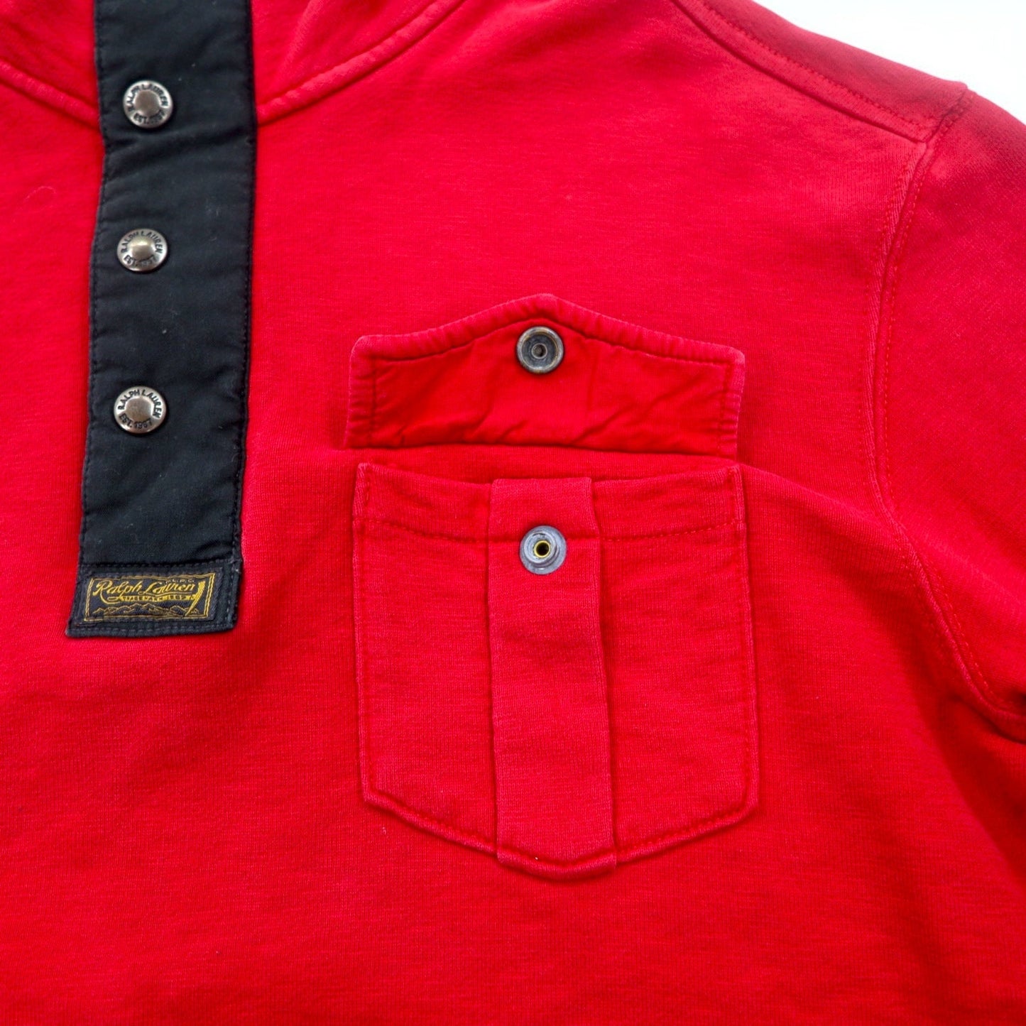 Polo by Ralph Lauren ハーフジップ スウェット S レッド 胸ポケットTALONジップ スナップボタン