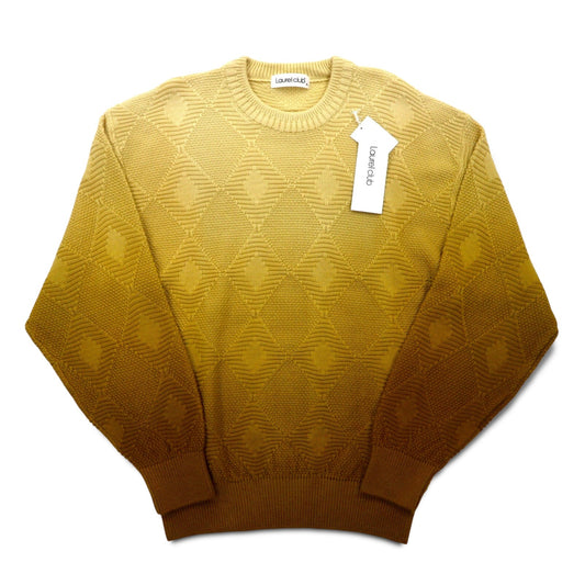 Vintage 90s Japan Made Jacquard Sweater Knit Laurel club ジャガード ニット セーター M イエロー グラデーション 未使用品