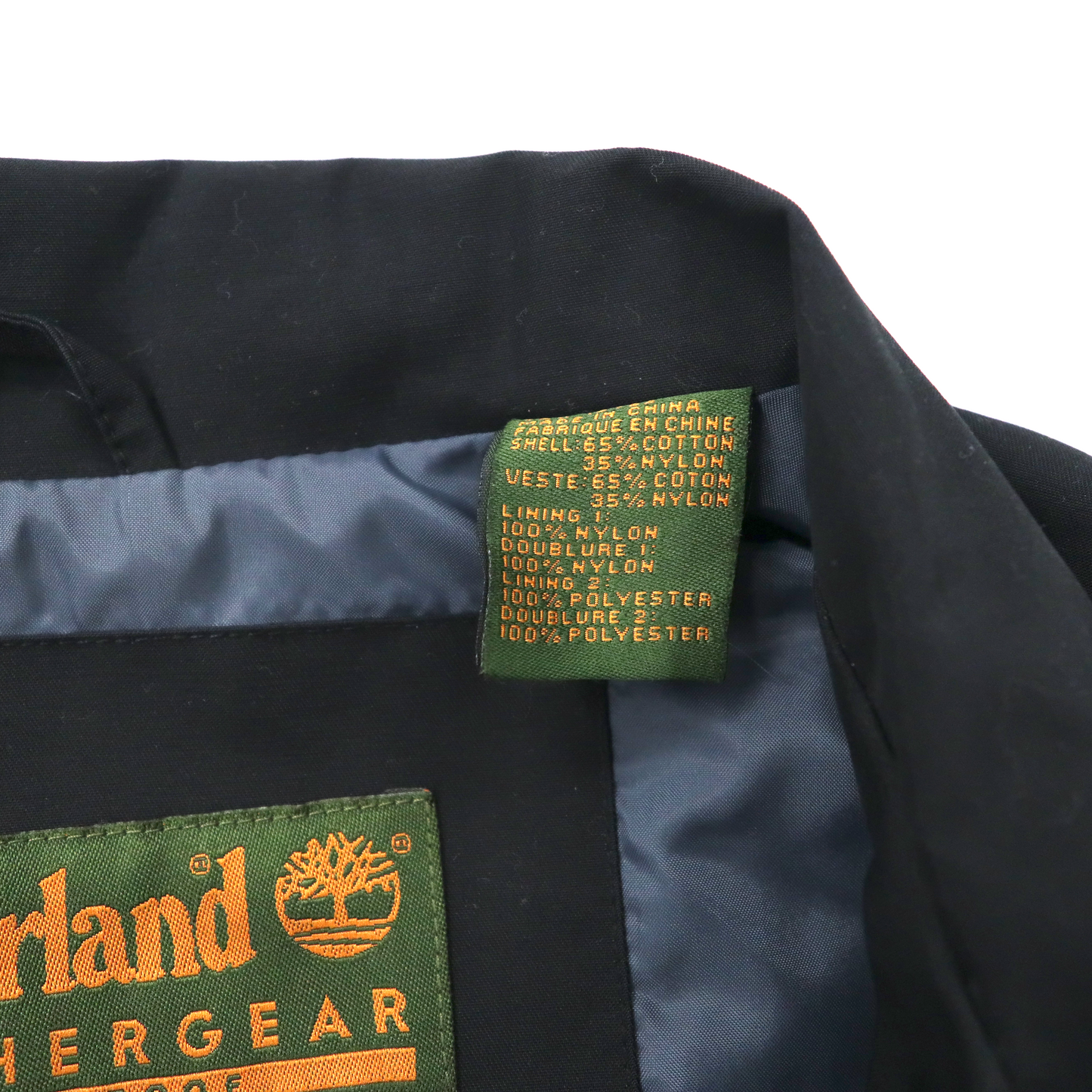 Timberland 65/35 ステンカラーコート M ブラック コットン ナイロン WATER PROOF 防水 12254