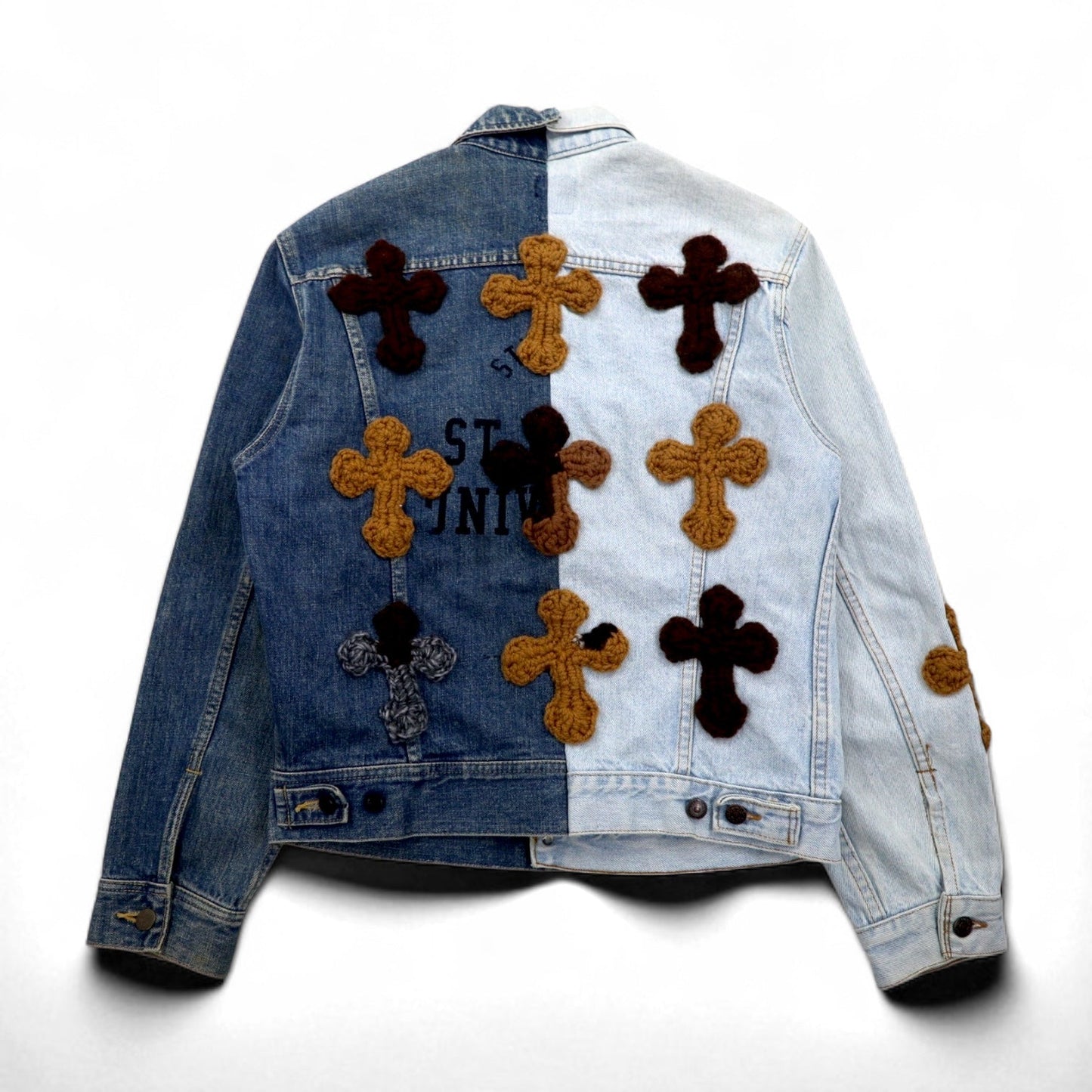 Y.A.R.N. × 90s Lee Riders リメイク 再構築 ニット クロス デニムジャケット Knit Cross Denim Jacket Gジャン M ハンドメイド