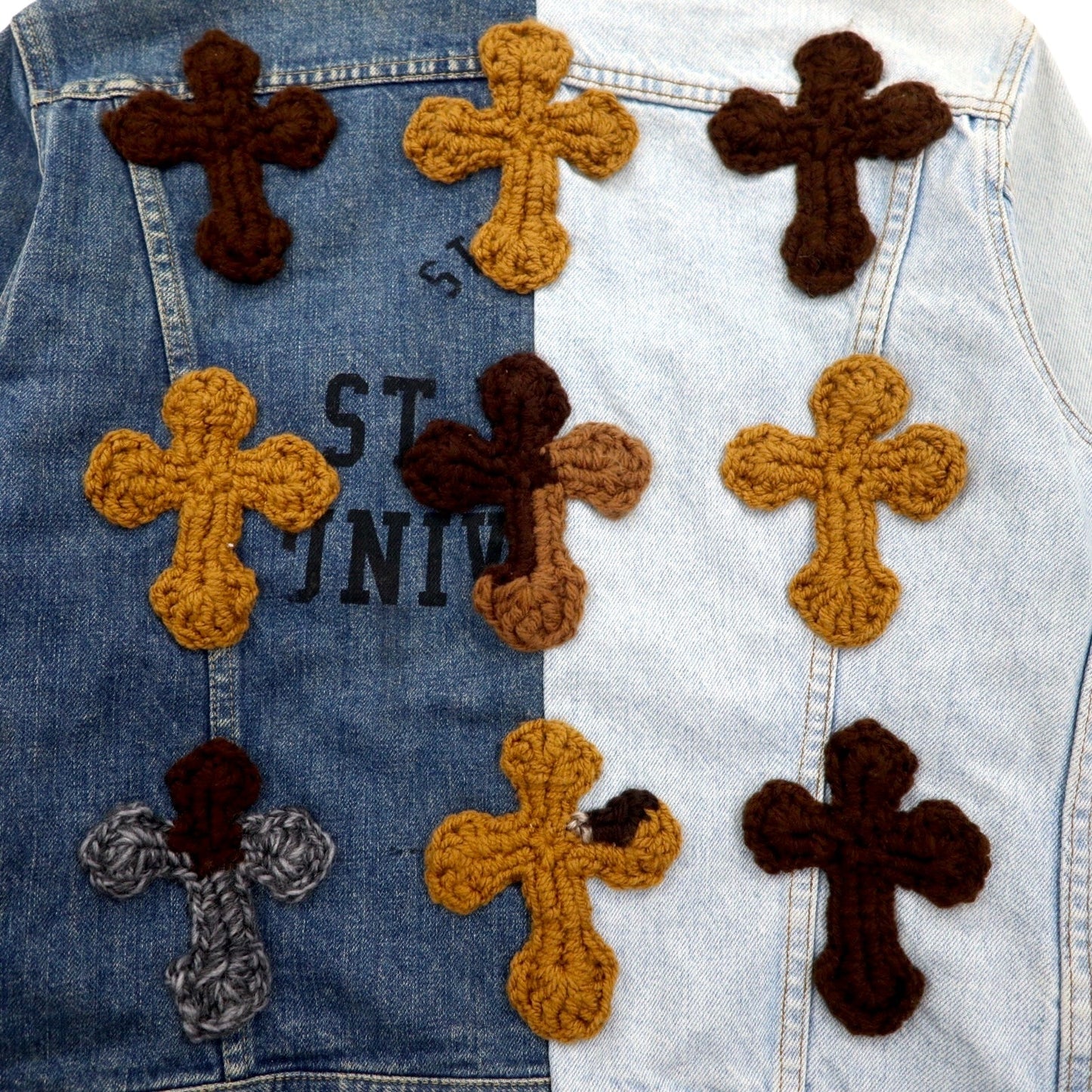 Y.A.R.N. × 90s Lee Riders リメイク 再構築 ニット クロス デニムジャケット Knit Cross Denim Jacket Gジャン M ハンドメイド