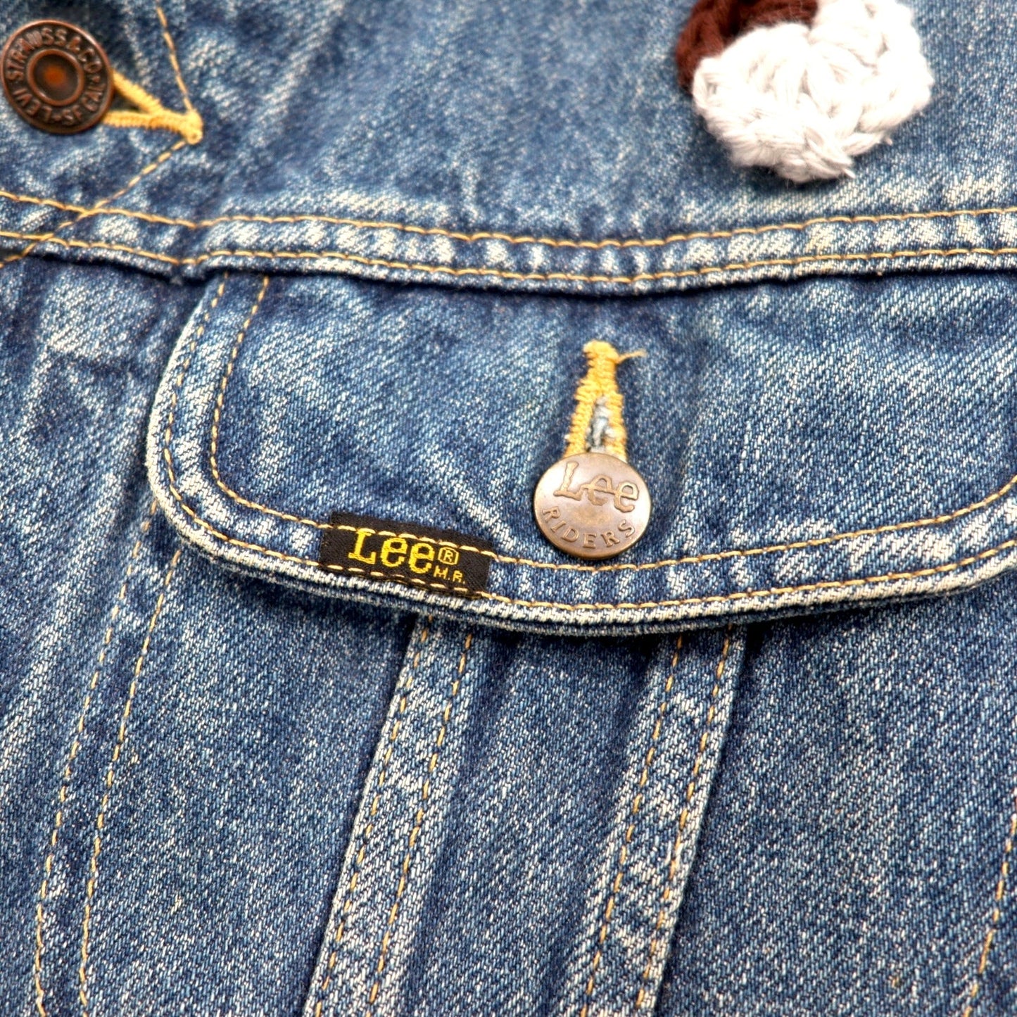 Y.A.R.N. × 90s Lee Riders リメイク 再構築 ニット クロス デニムジャケット Knit Cross Denim Jacket Gジャン M ハンドメイド