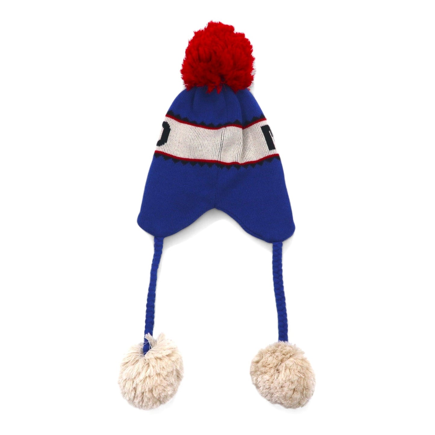 Monro ポンポン ニット帽 KNIT WATCH JQ CAP-BROWN ニット ウォッチ ジャガード ブルー アクリル 日本製