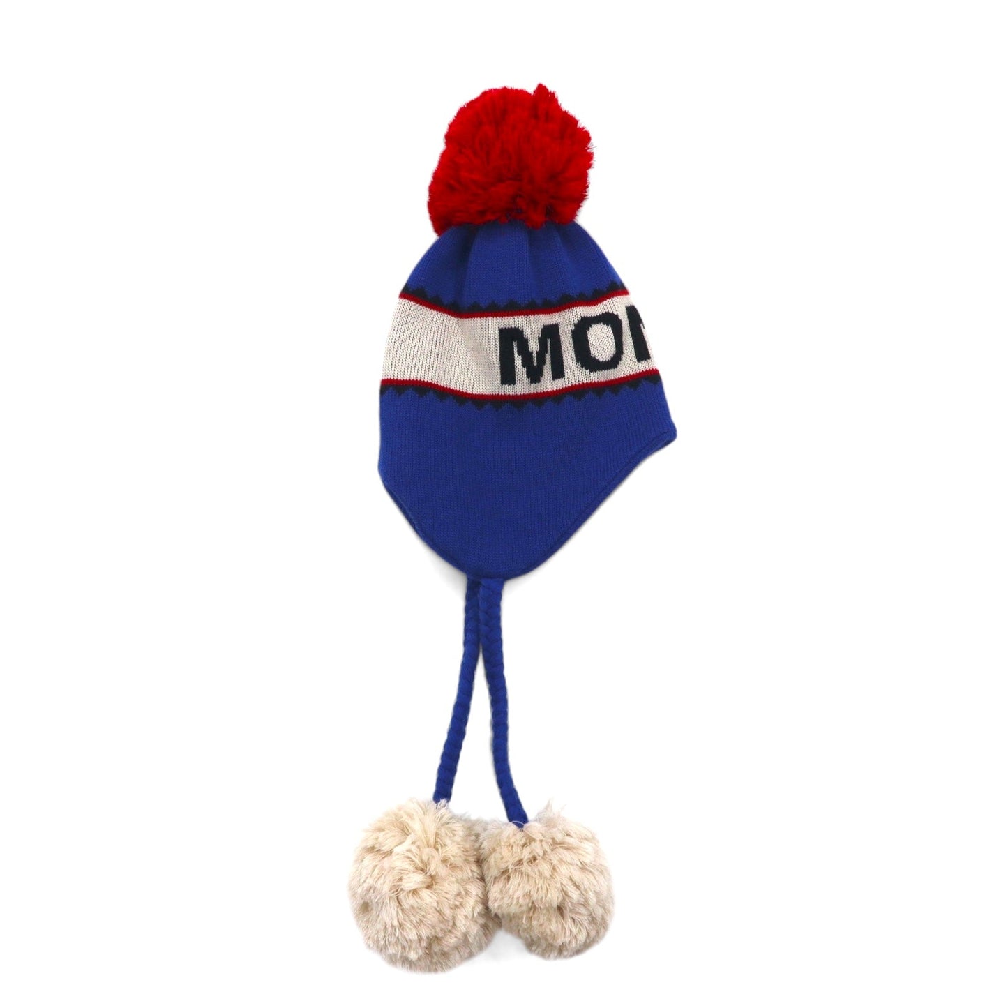 Monro ポンポン ニット帽 KNIT WATCH JQ CAP-BROWN ニット ウォッチ ジャガード ブルー アクリル 日本製