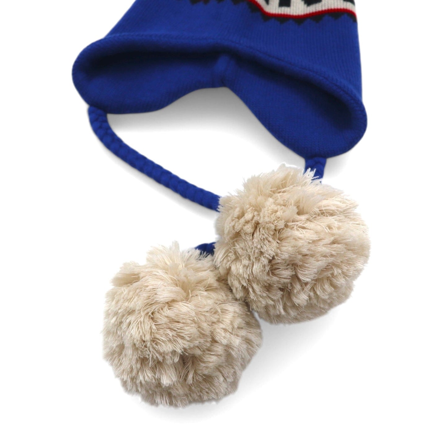 Monro ポンポン ニット帽 KNIT WATCH JQ CAP-BROWN ニット ウォッチ ジャガード ブルー アクリル 日本製