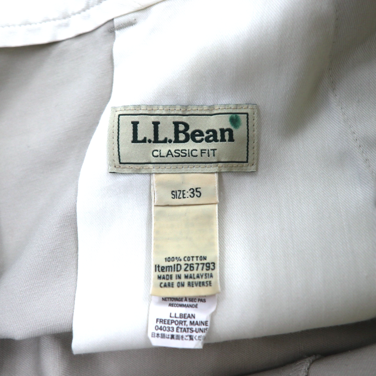 L.L.Bean チノ ショートパンツ L ベージュ CLASSIC FIT ハーフ 267793