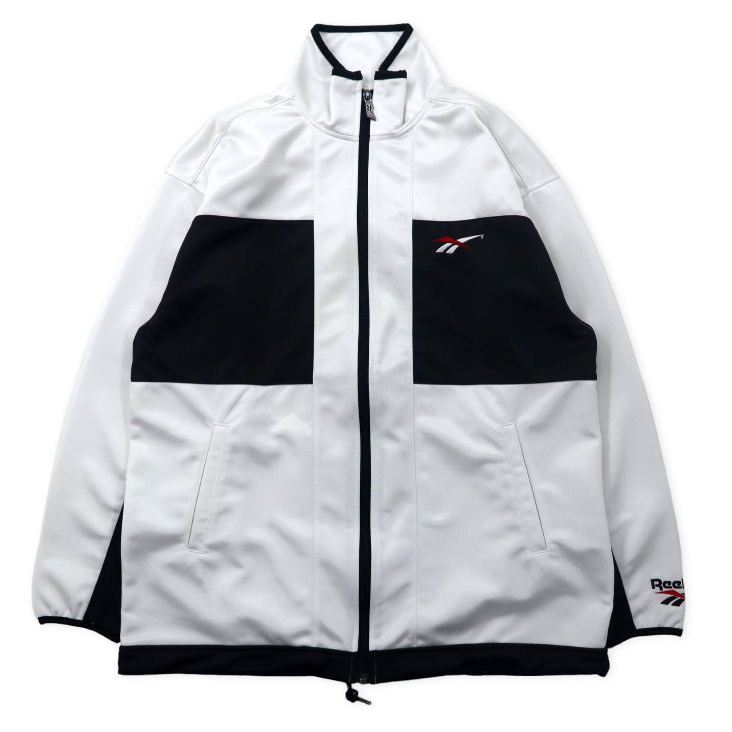 Reebok 90年代 トラックジャケット ジャージ M ホワイト ブラック ポリエステル ベクターロゴ刺繍 日本製