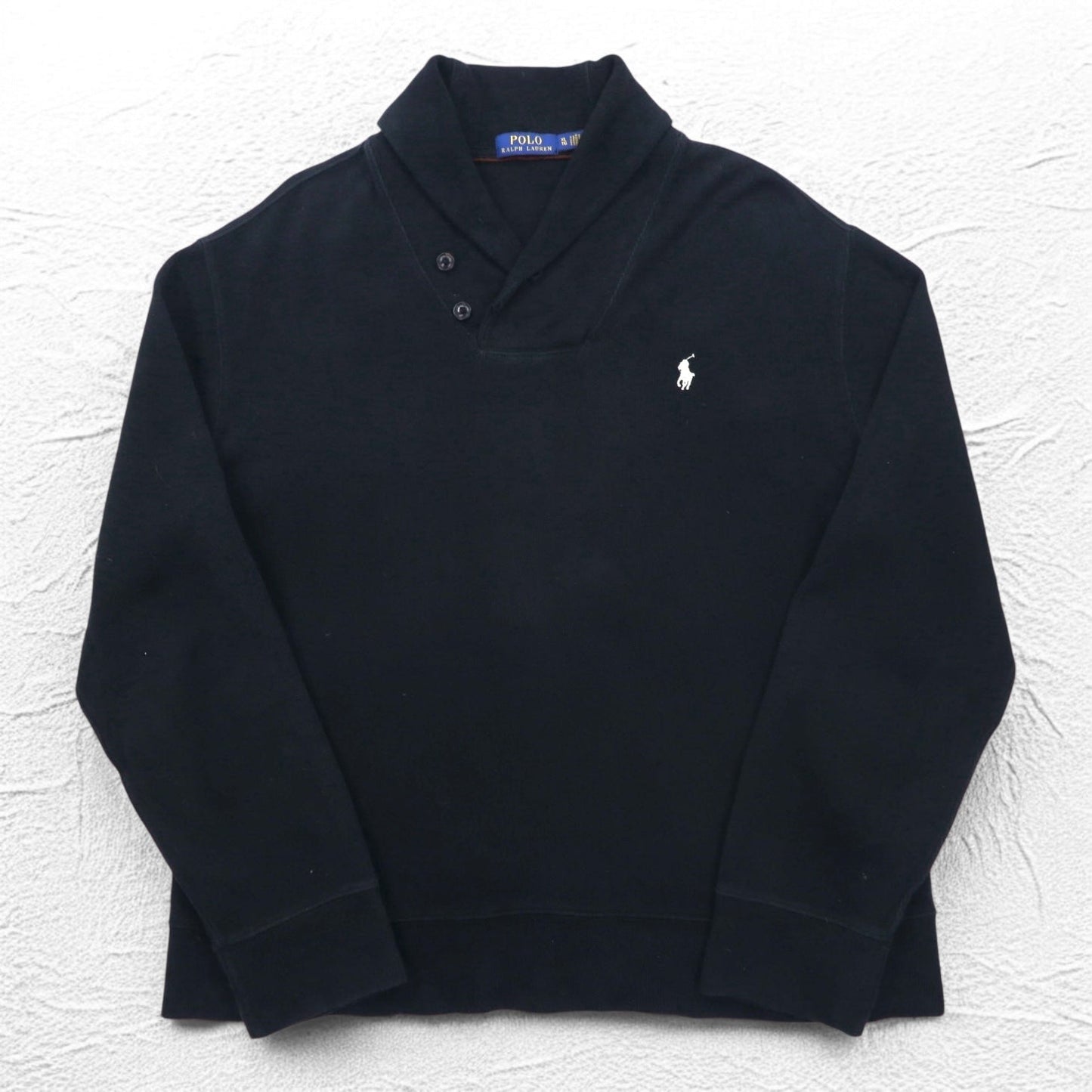 POLO RALPH LAUREN ショールカラー スウェット XL ブラック コットン スモールポニー刺繍
