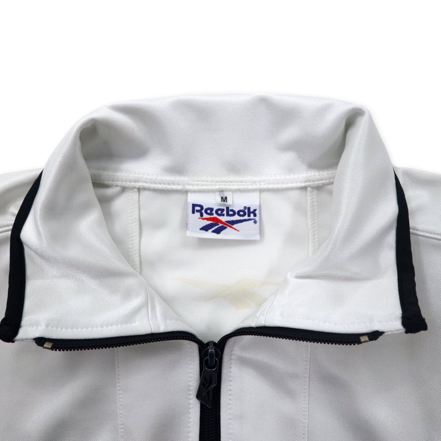 Reebok 90年代 トラックジャケット ジャージ M ホワイト ブラック ポリエステル ベクターロゴ刺繍 日本製