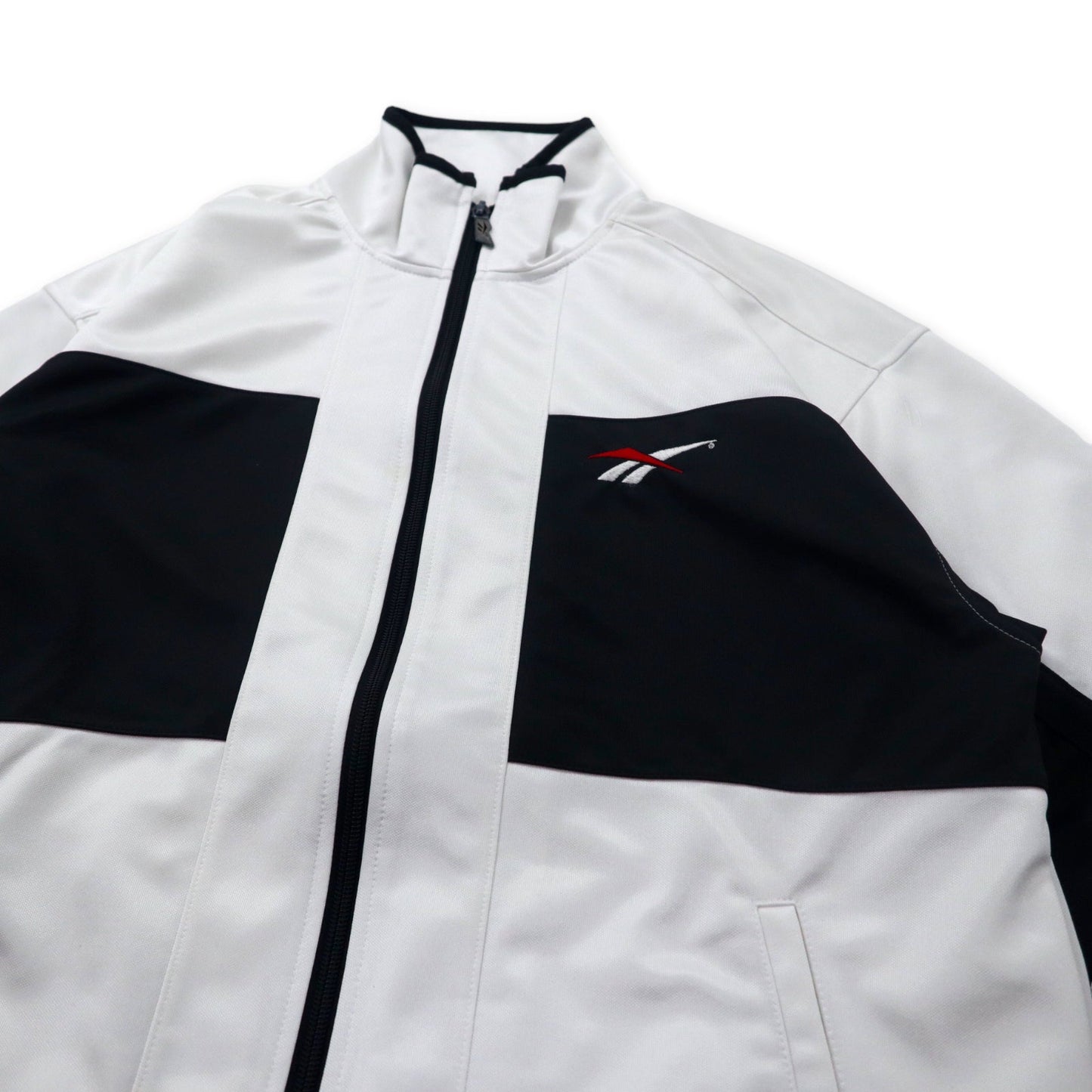 Reebok 90年代 トラックジャケット ジャージ M ホワイト ブラック ポリエステル ベクターロゴ刺繍 日本製