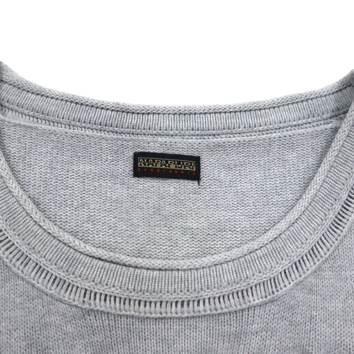 NAPAPIJRI コットン ニット セーター M グレー ワッペン S13-DELEVEN S1358E