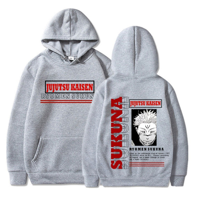 Japanese anime spell fight back to two sides Su Nuo new printed pullover sweatshirt plus velvet hoodie top hoodie