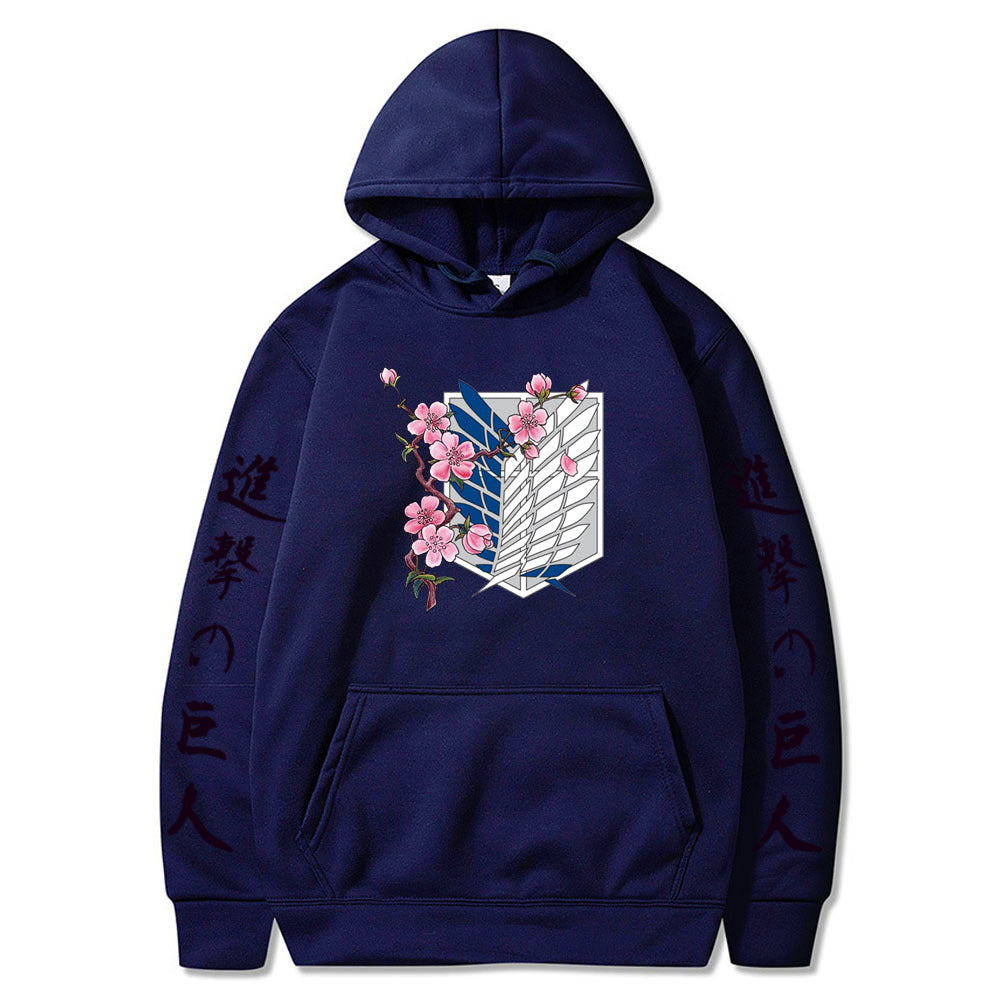 Attack on Titan LOGO hoodie sweatshirt- black letters on sleeves