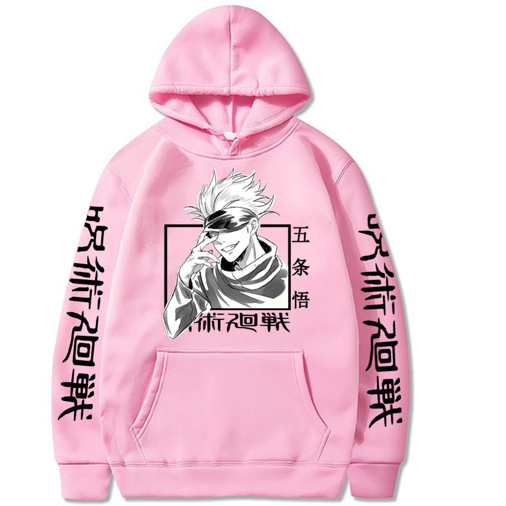 Cross-border wish mantra spell back hoodie hip-hop anime pullover loose long-sleeved fleece sweater