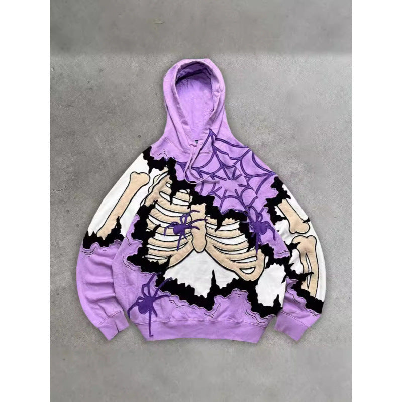 2025 new skull skeleton 3d print sweatshirt men's trendy pullover hoodie