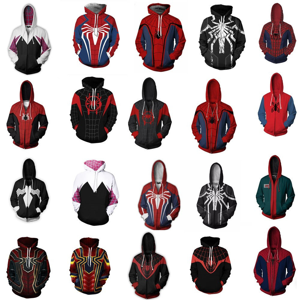 3D digital printing Spider-Man New Era Little Black Spider cosplay anime zipper cardigan hooded sweatshirt