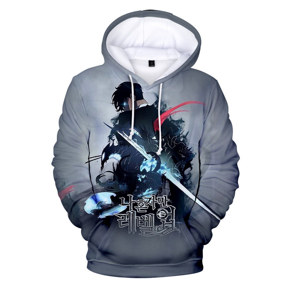 2021 Amazon Cross-Border Solo Leveling Online Novel 3D Printed Loose Hooded Sweatshirt for Men and Women