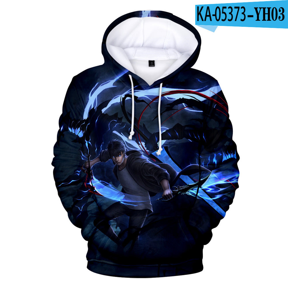 2021 Amazon Cross-Border Solo Leveling Online Novel 3D Printed Loose Hooded Sweatshirt for Men and Women