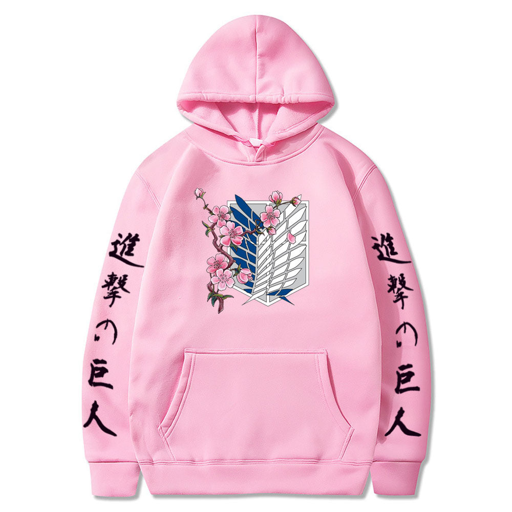Attack on Titan LOGO hoodie sweatshirt- black letters on sleeves