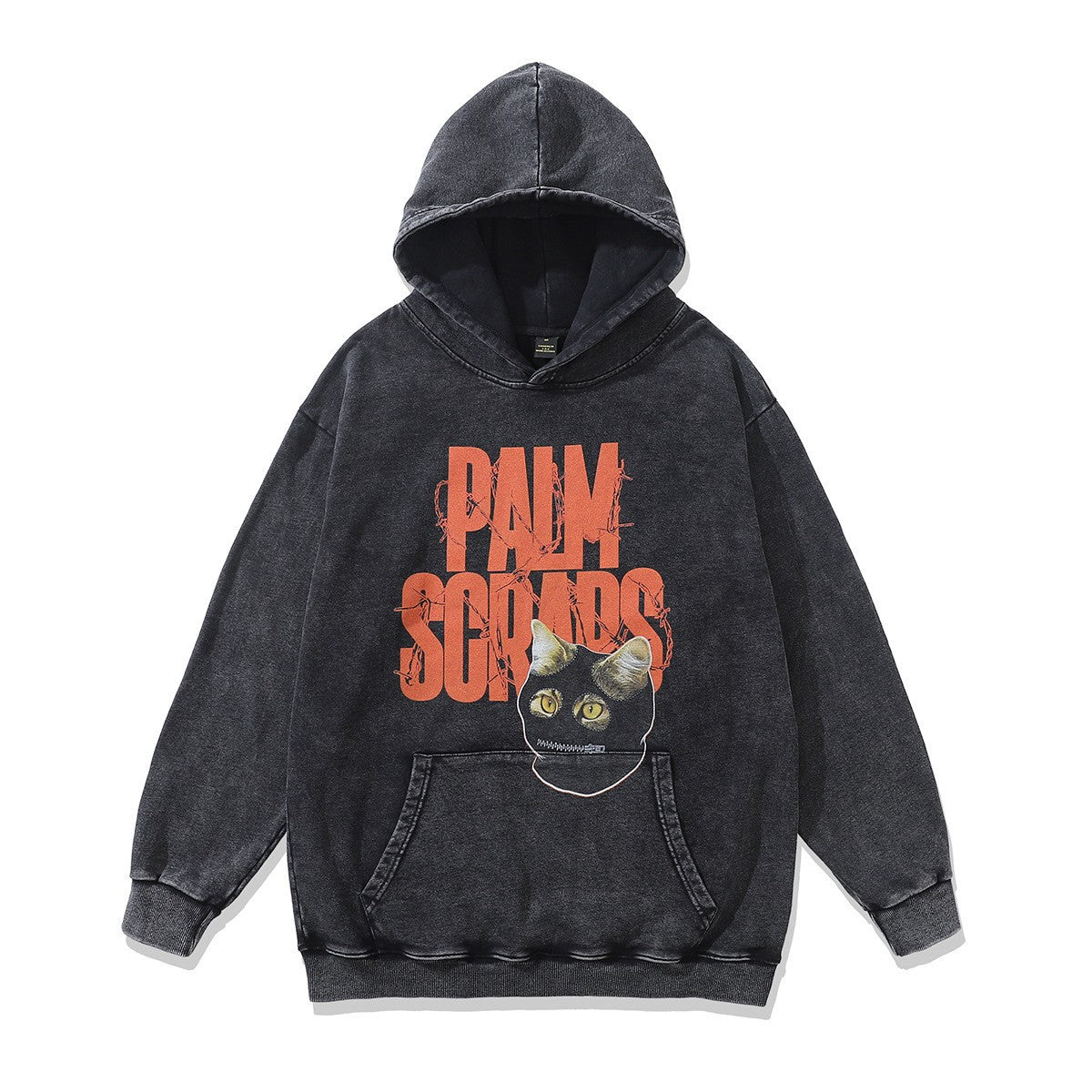 High version B family BB kangaroo pocket fleece hoodie heavy industry wash water old effect OS loose version couple models wholesale