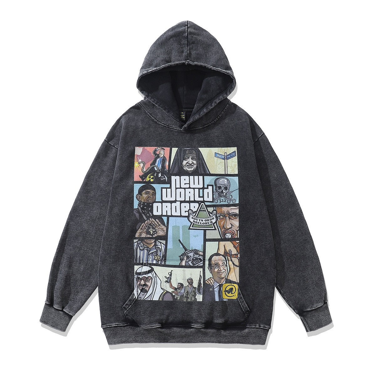 High version B family BB kangaroo pocket fleece hoodie heavy industry wash water old effect OS loose version couple models wholesale