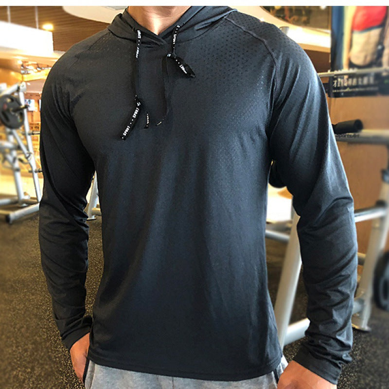 Thin sweatshirt sports long sleeve men's spring and autumn loose casual sweat-absorbent running shirt hoodie training quick-drying fitness clothes