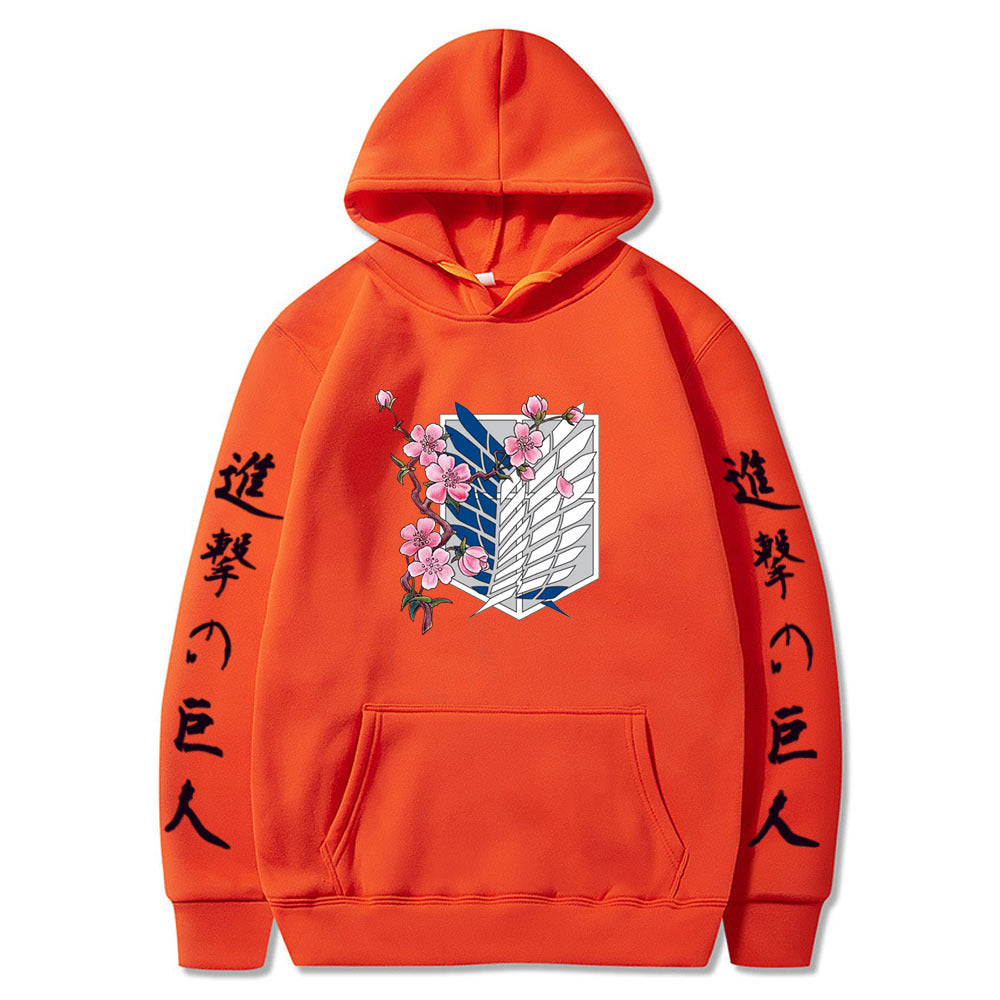Attack on Titan LOGO hoodie sweatshirt- black letters on sleeves