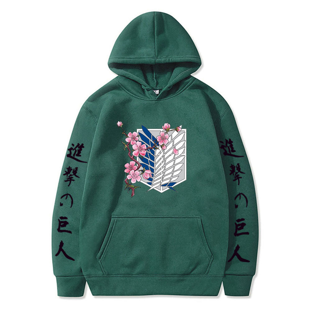 Attack on Titan LOGO hoodie sweatshirt- black letters on sleeves