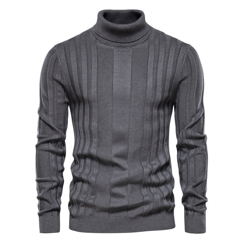 Sweater 2021 autumn new men's high collar casual knitted warm bottoming shirt men's solid color pullover large size