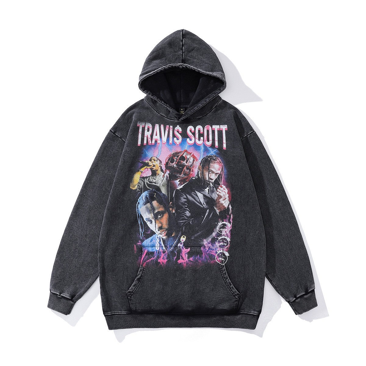 High version B family BB kangaroo pocket fleece hoodie heavy industry wash water old effect OS loose version couple models wholesale