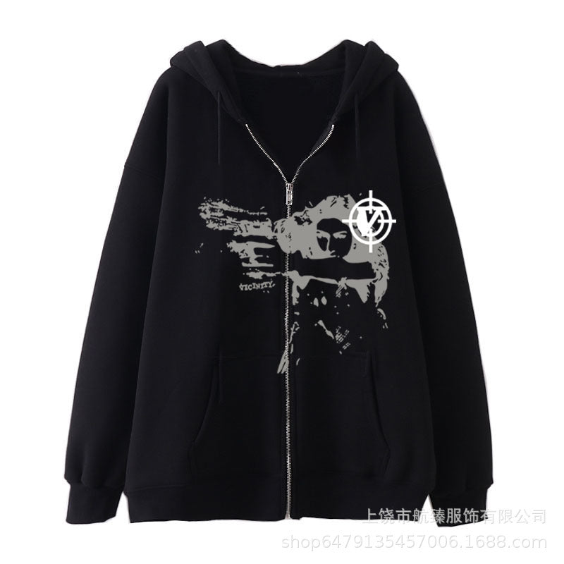 2022 Amazon Girl Gunner Zipper Sweater AliExpress Hot Selling American Cardigan Sweater Casual Trend Hoodie