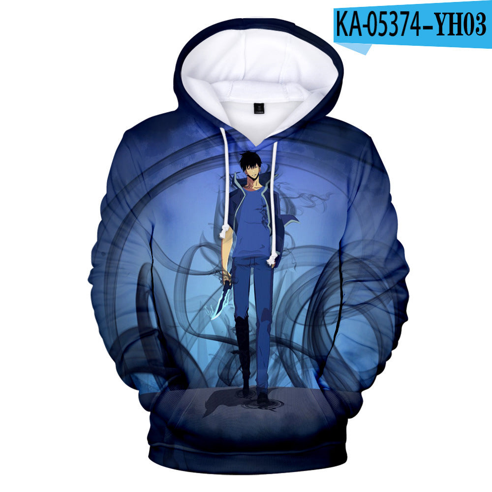 2021 Amazon Cross-Border Solo Leveling Online Novel 3D Printed Loose Hooded Sweatshirt for Men and Women