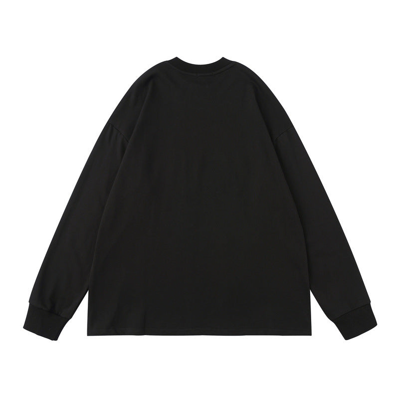 TKPA autumn new long-sleeved T-shirt American men's and women's retro print oversize hip-hop high street thin sweatshirt jacket