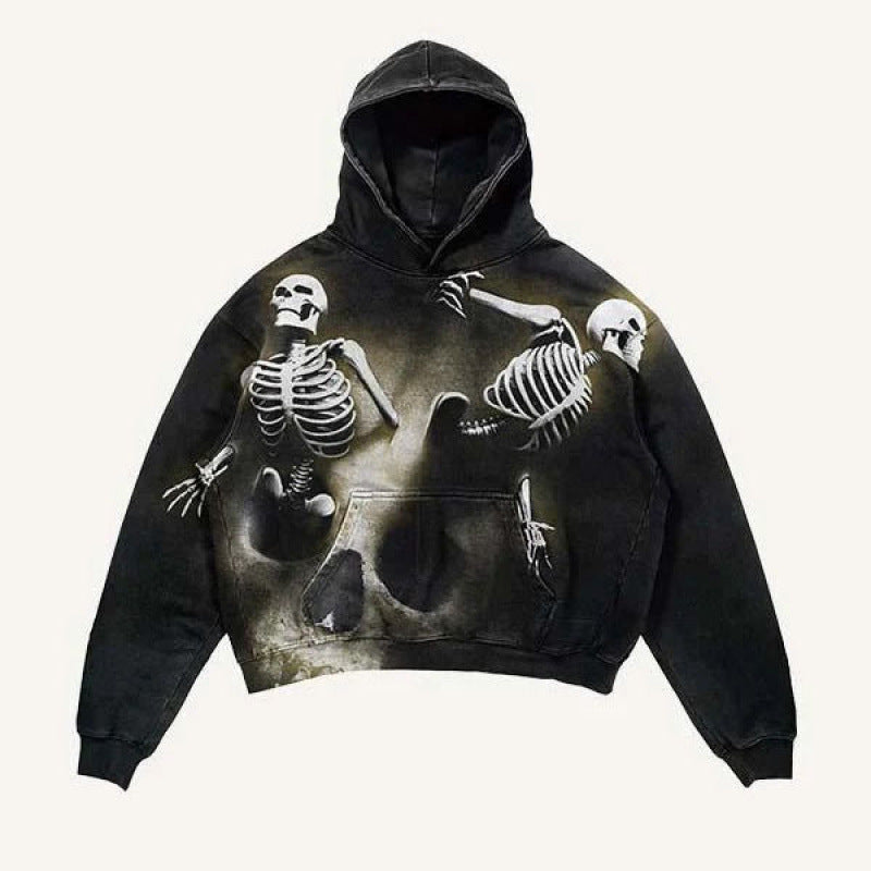 2025 new skull skeleton 3d print sweatshirt men's trendy pullover hoodie