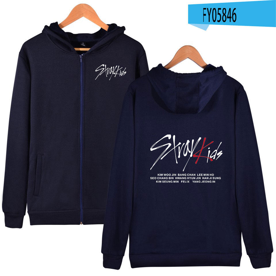 Cross-border new 20603 collective printing men's and women's casual zipper hooded sweater jacket children's clothing