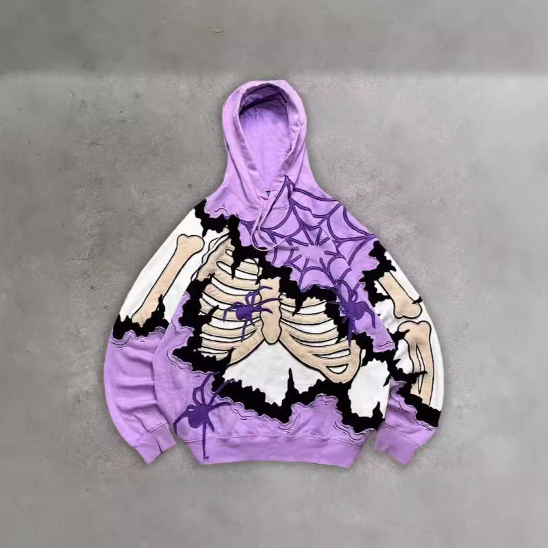 2025 new skull skeleton 3d print sweatshirt men's trendy pullover hoodie