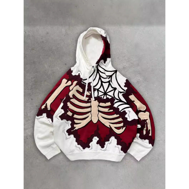 2025 new skull skeleton 3d print sweatshirt men's trendy pullover hoodie