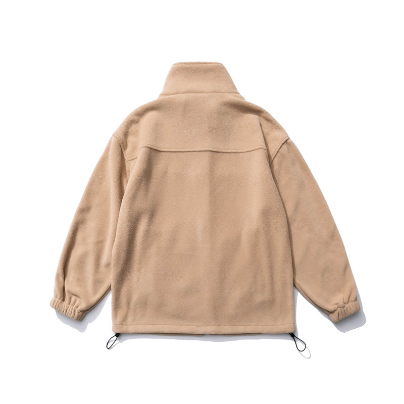 South summer disguise 2022 spring college style men's jacket American casual stand collar polar fleece thick stitching sweater