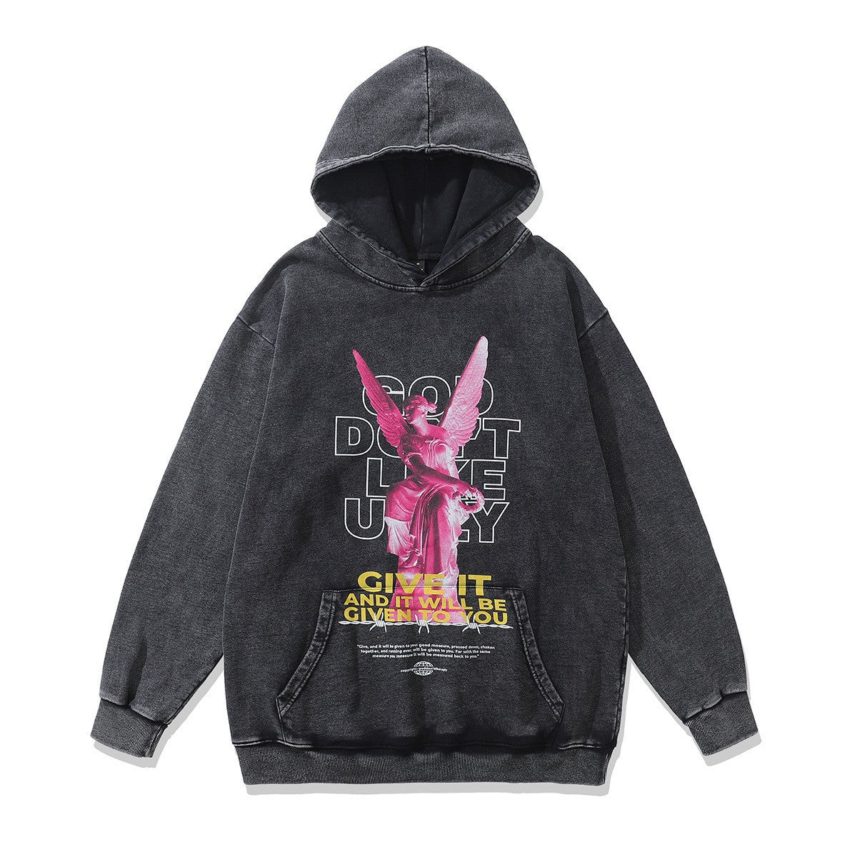 High version B family BB kangaroo pocket fleece hoodie heavy industry wash water old effect OS loose version couple models wholesale