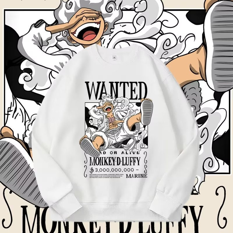One Piece Sweatshirt Luffy 2023 Men's Spring and Autumn Couple Loose Round Neck Long Sleeve Youth Coat Head T-Shirt
