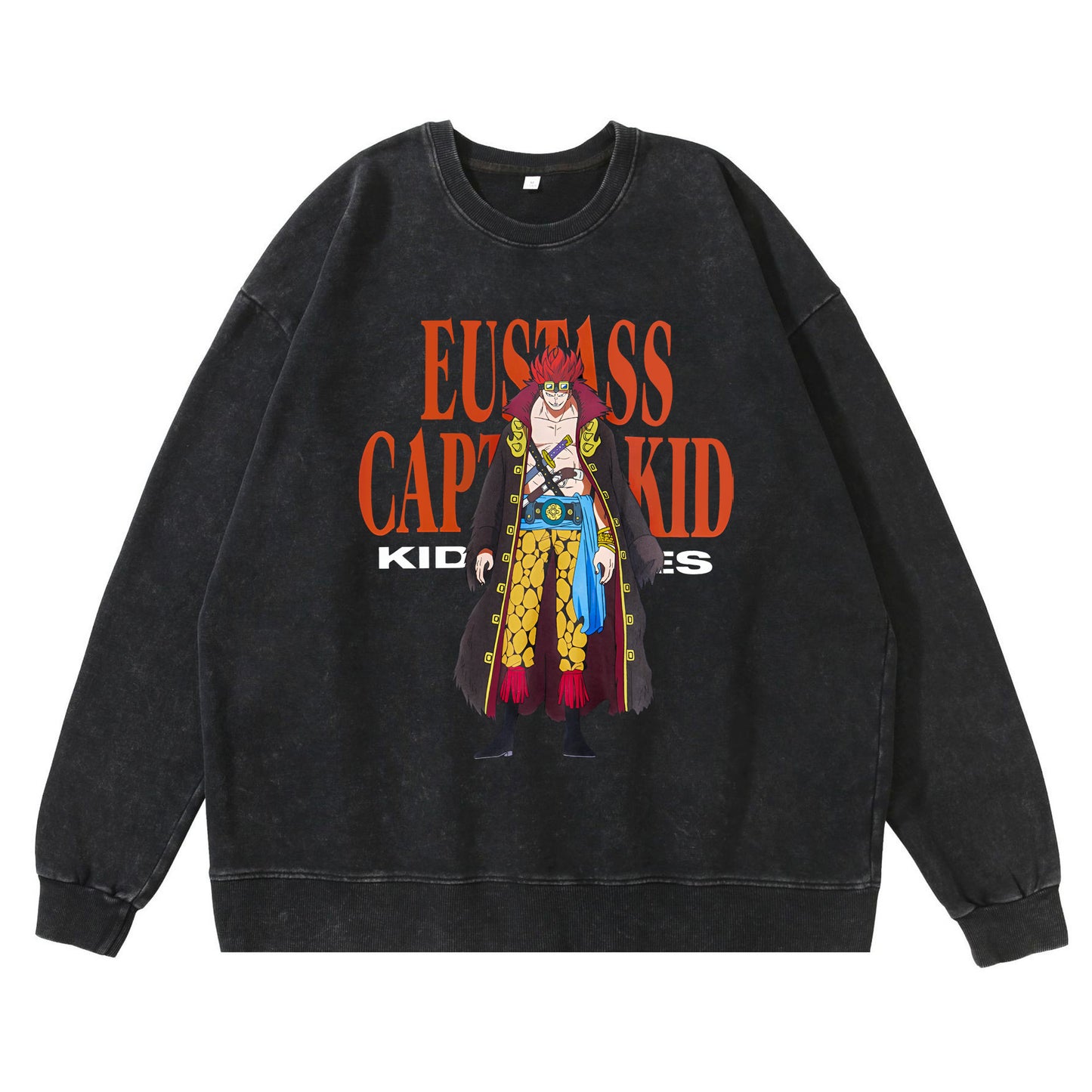 360g heavy washed retro sweatshirt street hip-hop anime American style pirate Luffy Zoro cotton autumn sweatshirt