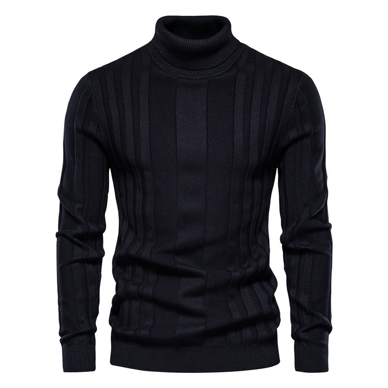 Sweater 2021 autumn new men's high collar casual knitted warm bottoming shirt men's solid color pullover large size
