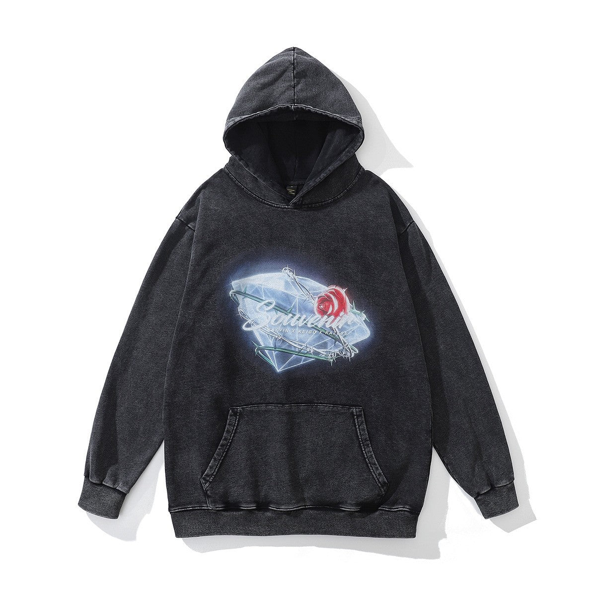 High version B family BB kangaroo pocket fleece hoodie heavy industry wash water old effect OS loose version couple models wholesale