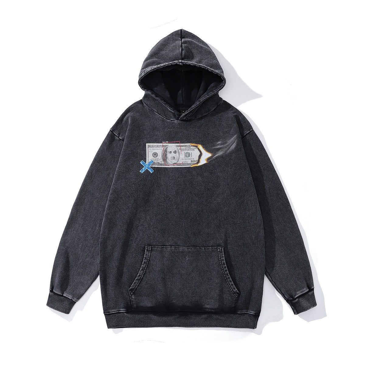 High version B family BB kangaroo pocket fleece hoodie heavy industry wash water old effect OS loose version couple models wholesale