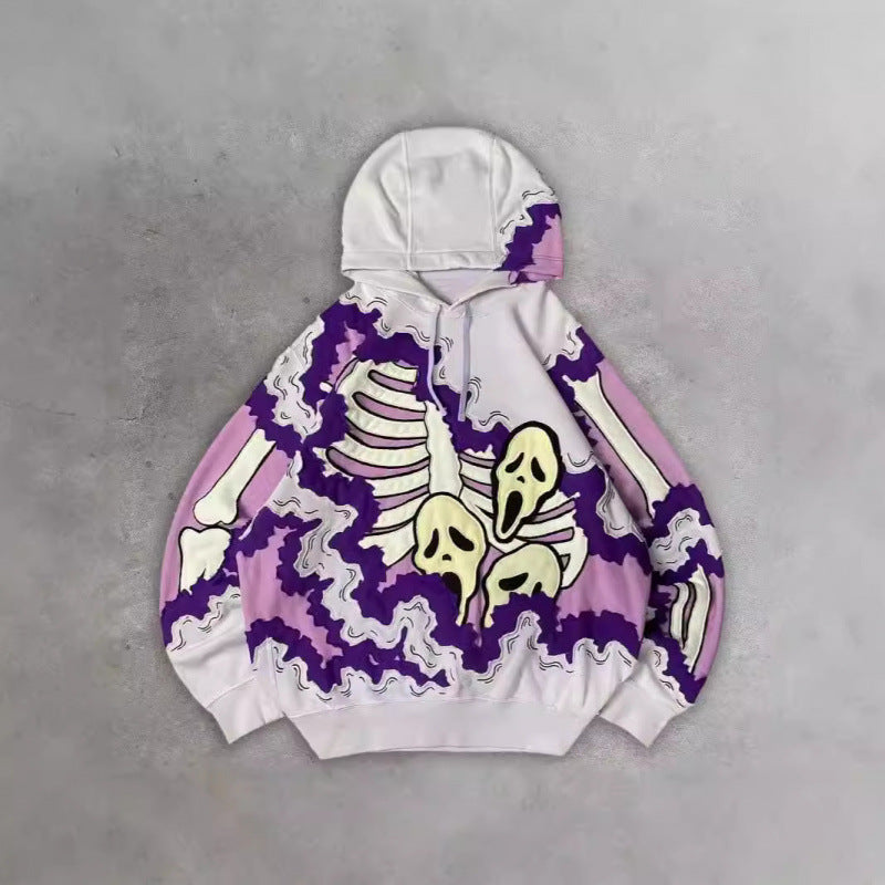 2025 new skull skeleton 3d print sweatshirt men's trendy pullover hoodie