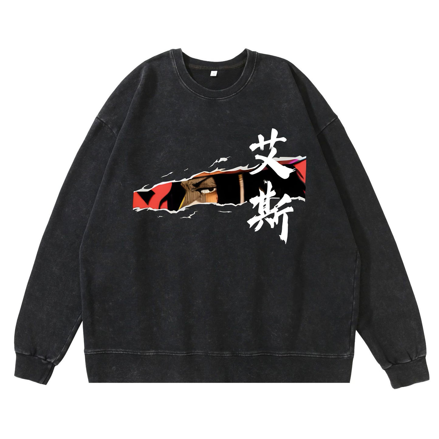 360g heavy washed retro sweatshirt street hip-hop anime American style pirate Luffy Zoro cotton autumn sweatshirt