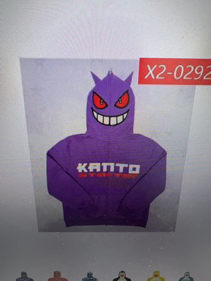 Foreign trade bapeGengar Ghost Stone Gengar Harajuku 3D digital printing sweater zipper to the end hoodie Y2K