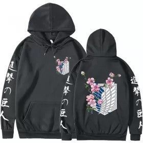 Cross-border hot selling double hooded Korean style loose-fitting sweatshirt Attack on Titan hoodie Japanese comic Levi soldier top
