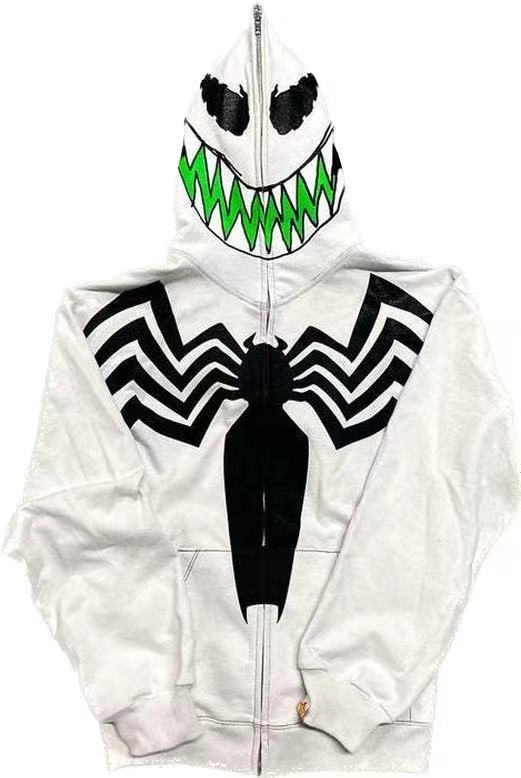 Cross-border bape Gengar ghost stone Gengar Harajuku 3D digital printing sweater zipper to head hoodie