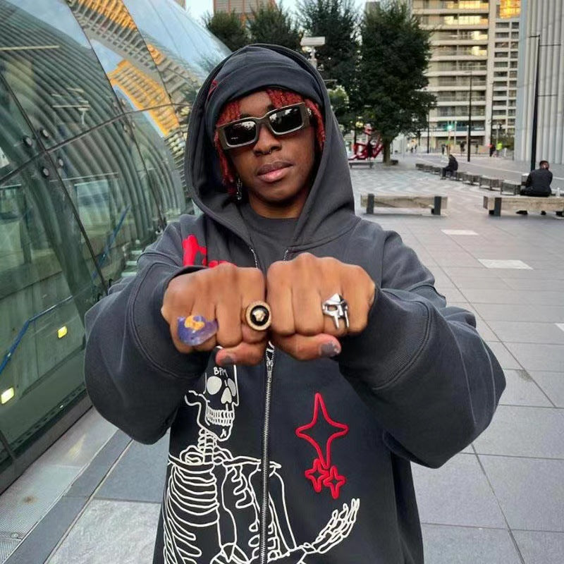 2022 Spot Supply AliExpress Explosive Style Zipper Sweatshirt Long Sleeve Fleece Hoodie Casual Loose Sweatshirt Men and Women